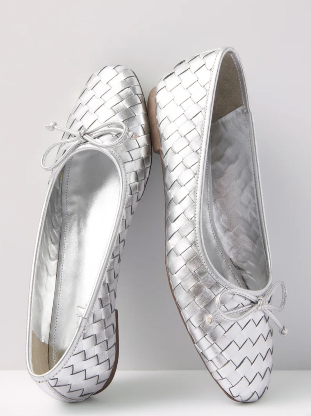 Schutz Arissa Woven Flats Silver Size 7.5